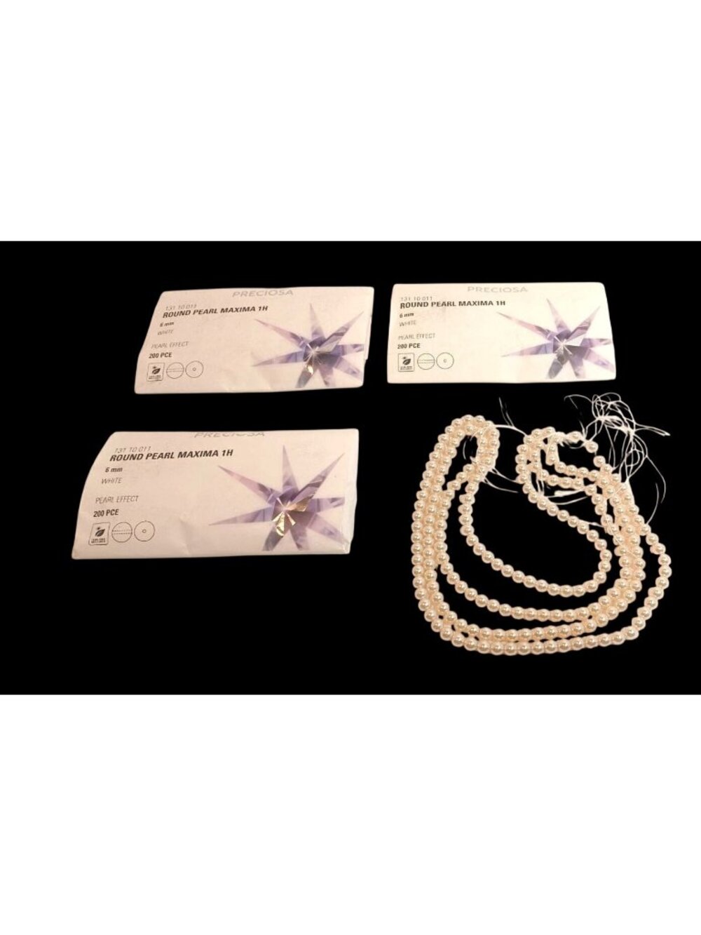 Preciosa Round Pearl Maxima 6mm Cream White Pearl Effect 4 Packs 800 Beads Czech